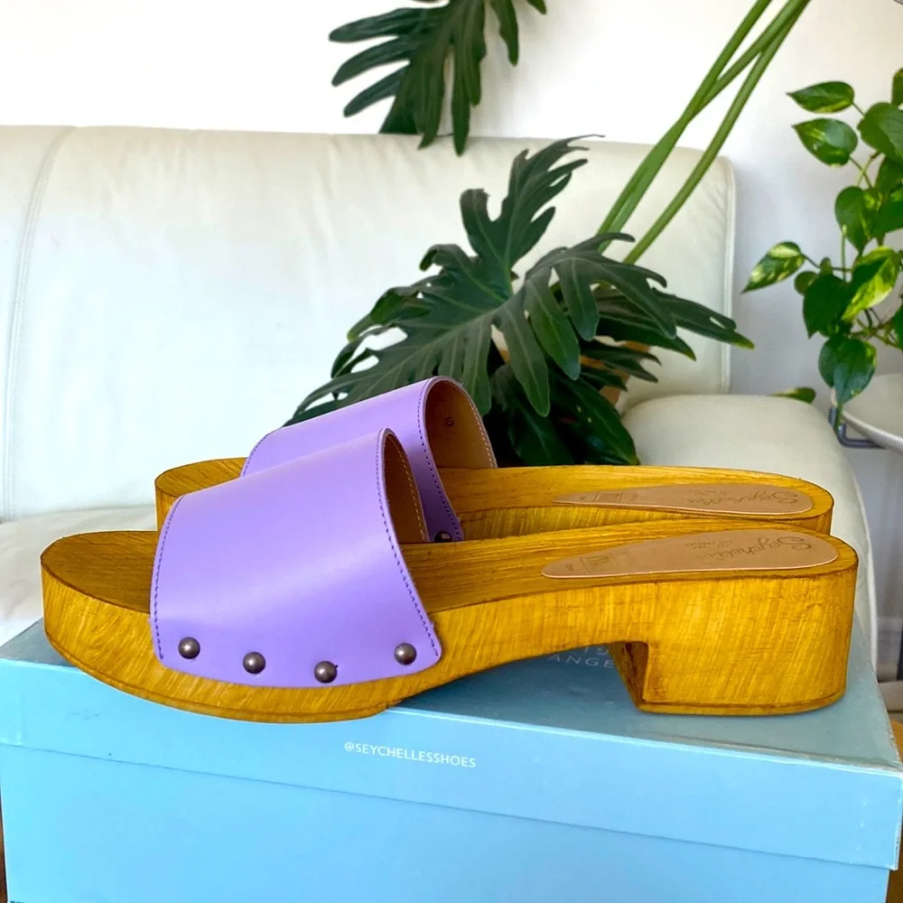 🆕 Anthropologie x Seychelles Marine Layer wooden Clog Sandals - Picture 1 of 11